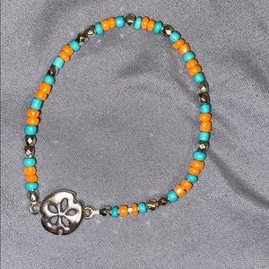 Blue/Orange/Silver Sand Dollar bracelet